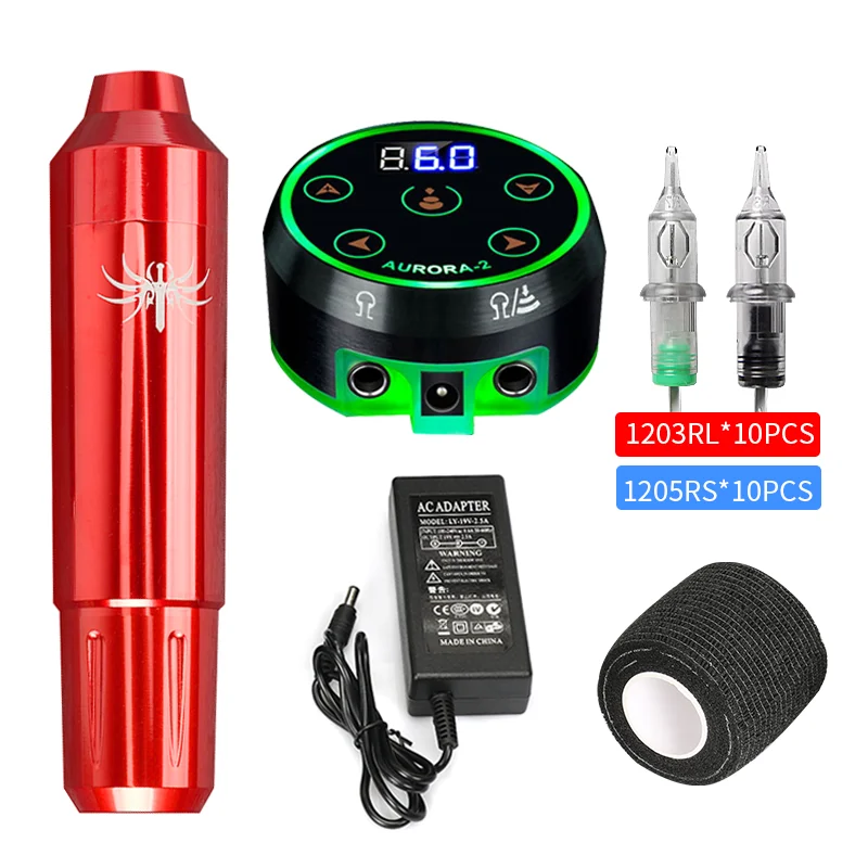 

JSCOLOUR Tattoo Machine Kit Professional Lcd Power Supply Permanent Makeup Machine Gun Cartridge Needles For Tattoo Artist