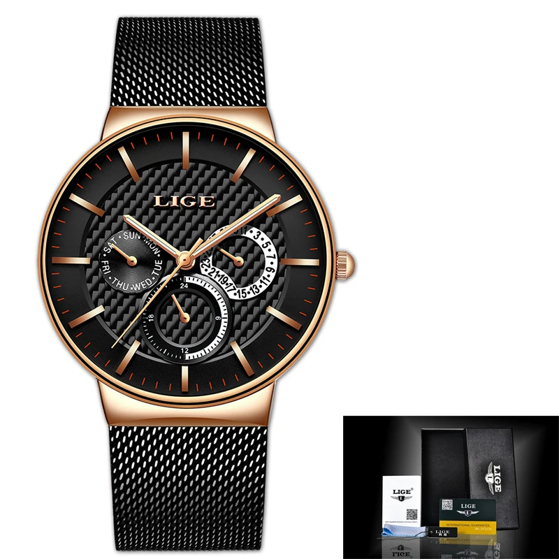 

2019 LIGE Woman Watches Rose Gold Top Brand Luxury Watch Women Quartz Waterproof Women's Wristwatch Ladies Girls Watches Clock