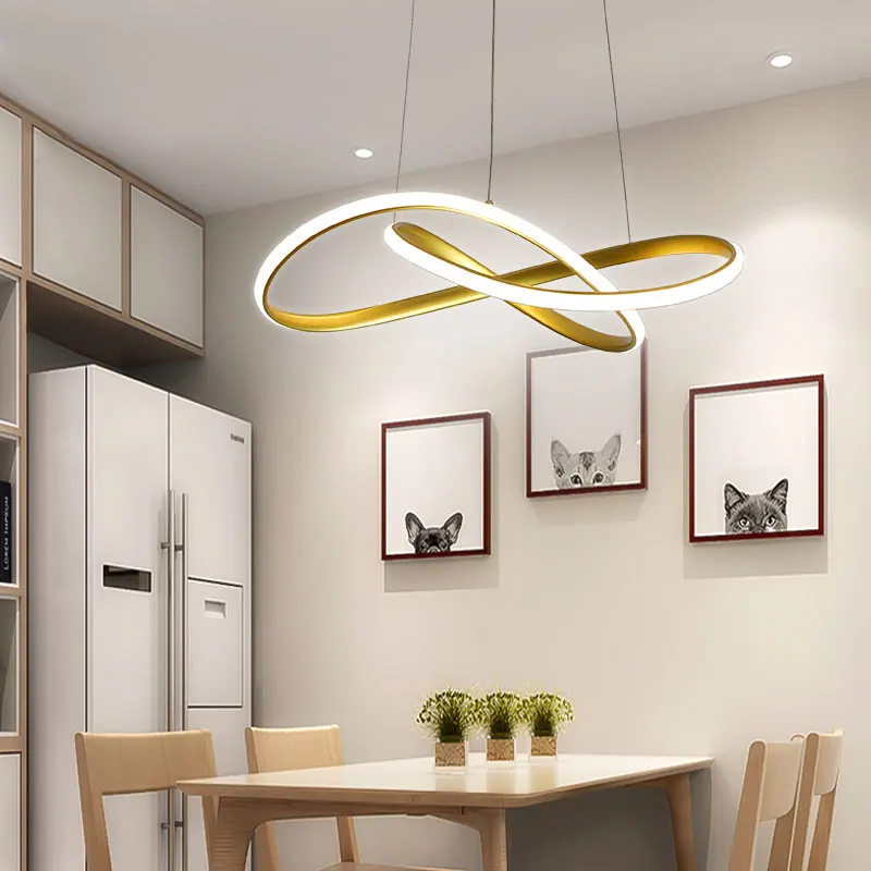 

Modern LED Pendant Light for Living Room Bedroom Dining Hanging Pendant Lamp Indoor Lighting Gold 1 Coffee White Black D50/60cm