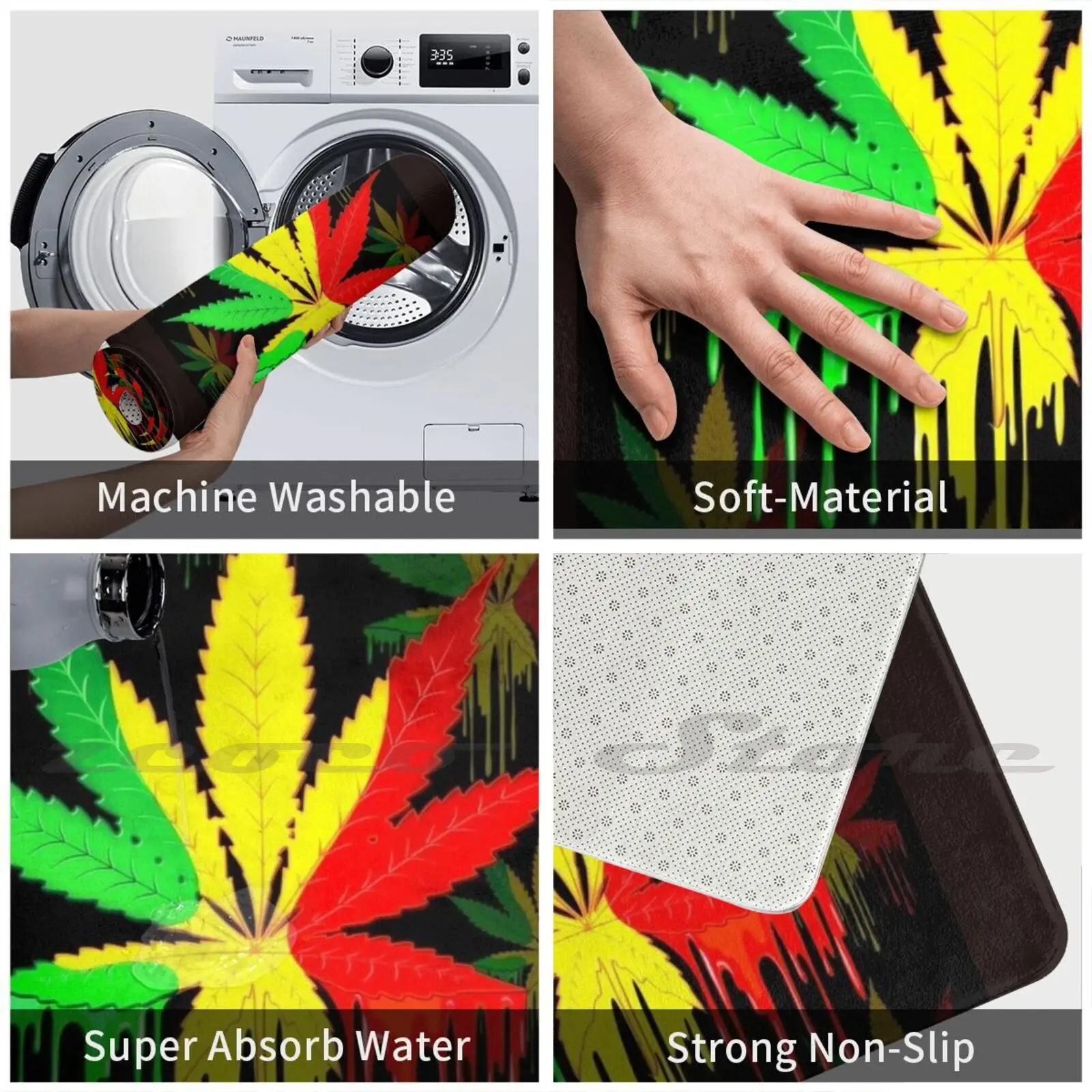 Разноцветный ковер Rasta листовой нескользящий коврик для впитывания воды дверной