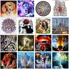 Алмазная 5D картина сделай сам, мультяшная кошка и собака, животное, цветок, алмазная вышивка, пейзаж, замок, мозаика, Рождественское украшение, подарок