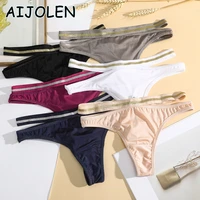 aijolen sexy thongs comfortable solid color panties soft womens underwear close fitting lingerie simple g thongs for female