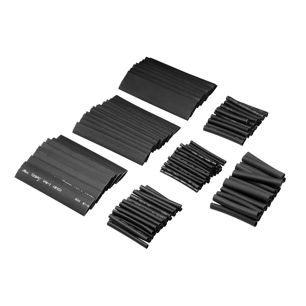 Комплект черных термоусадочных трубок 127 шт./лот изоляционные трубки