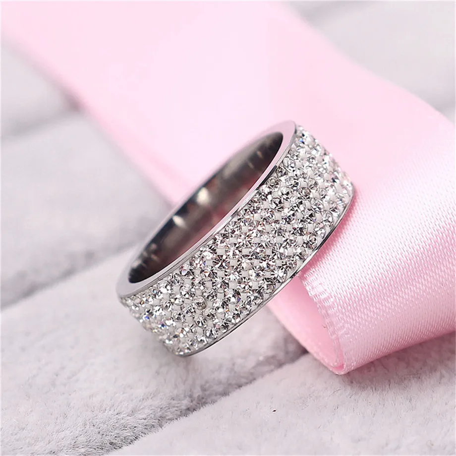 Хип-хоп ледяной Bling Полный горный хрусталь женщин s золотистое кольцо из нержавеющей стали кольца для мужчин женщин бижутерия Анель