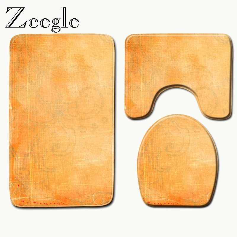 Zeegle 3 шт. для ванной на нескользящей подошве Туалет коврики комплект коралловый