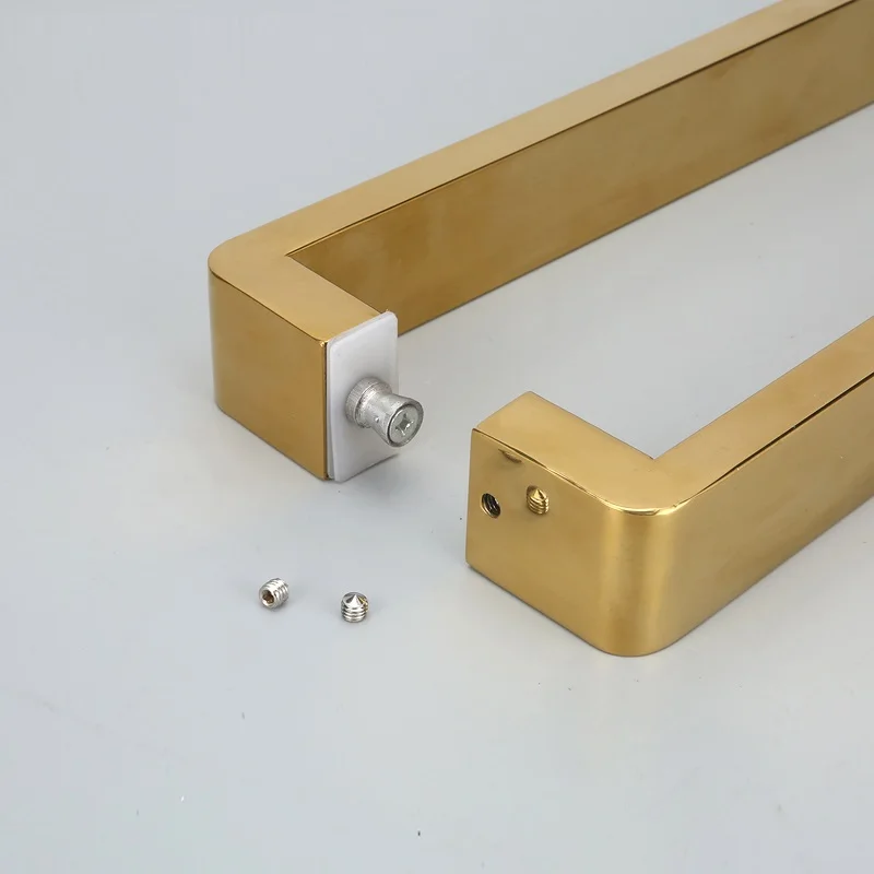 Двусторонняя золотая ручка для стеклянной двери душа из нержавеющей стали