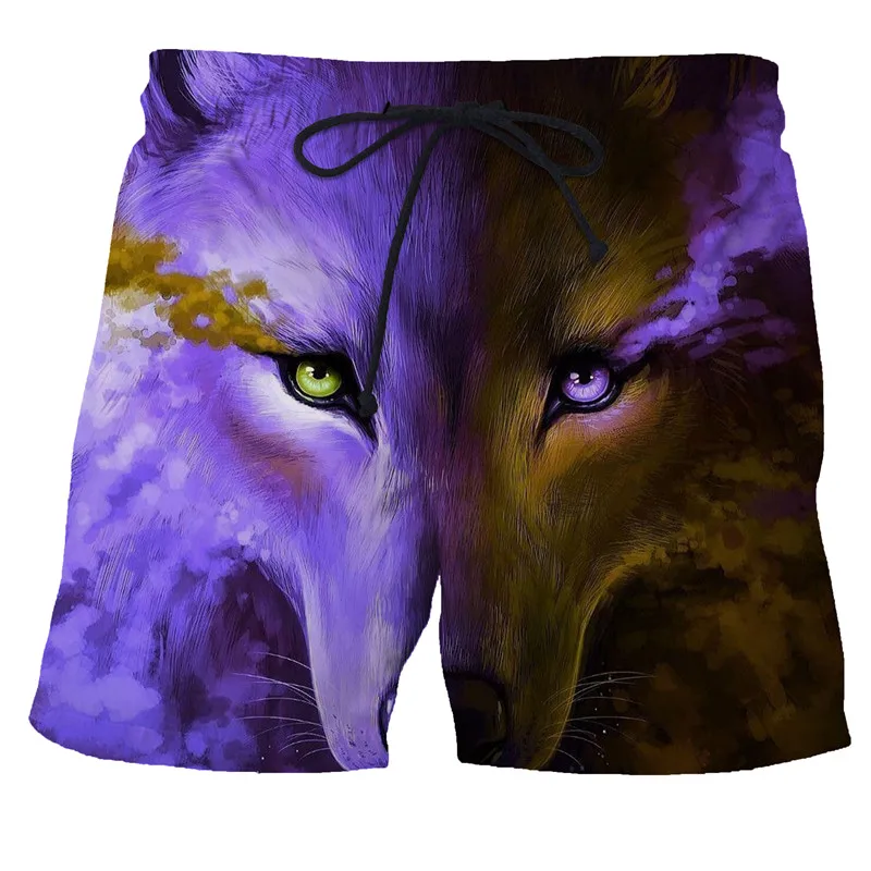 

Shorts 2021 high quality polyester fabric men and women cool wolf 3D printed shorts loose cartoon casual beach summer shorts