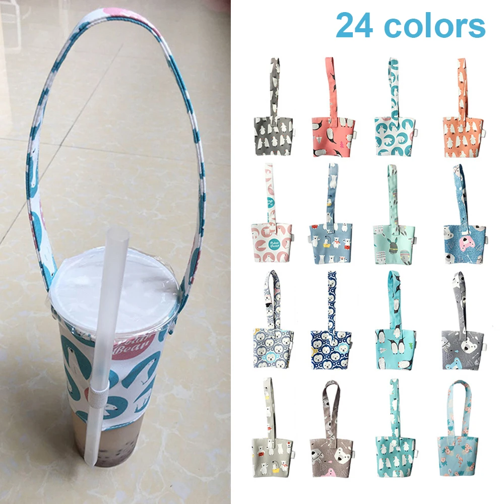 Мультяшная сумка для напитков тоут упаковка с чашкой Брезентовая портативная