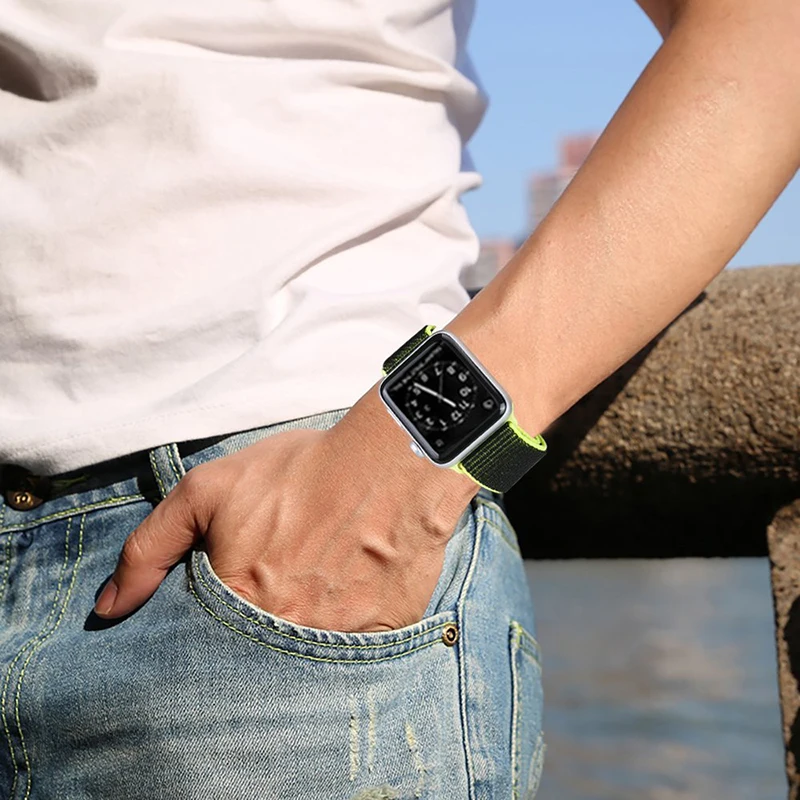 Für Apple часы Uhr группа серии 3/2/1 38 мм 42 мм нейлон Weiche Atmungsaktive нейлон für наручных часов iWatch, ersatz Спорт Шлайфе series4 40 мм 44 м