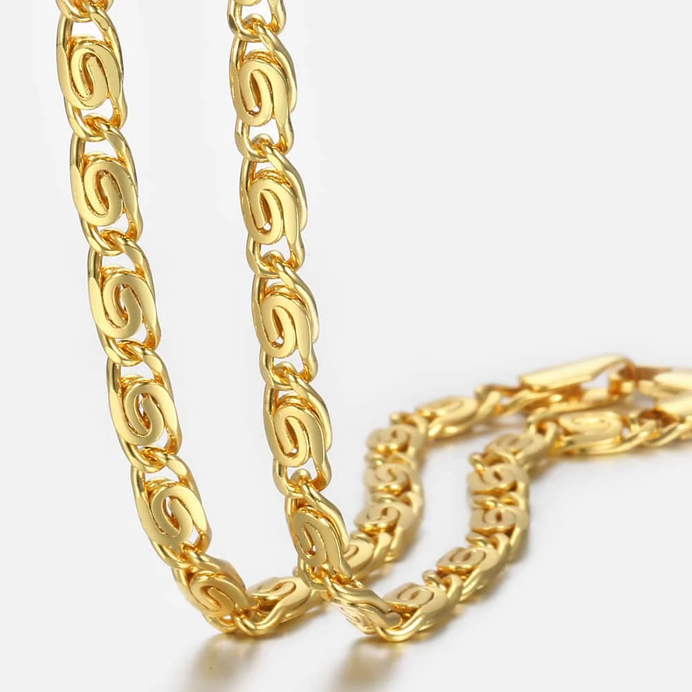 

Fashion Gold Necklace for Women Men Snail Link Chain Necklace Wholesale Neck jewelry Lobster Clasp 2styles 4.5mm/4mm GN302