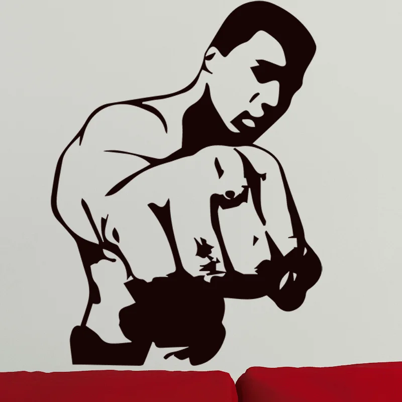 Большая наклейка на стену с рисунком боксерского человека виниловые обои для