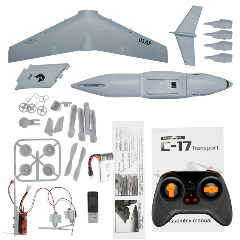 OCDAY C17 транспортных средств 373mm размах крыльев EPP RC беспилотный самолёт 2 4 ГГц 2CH 3