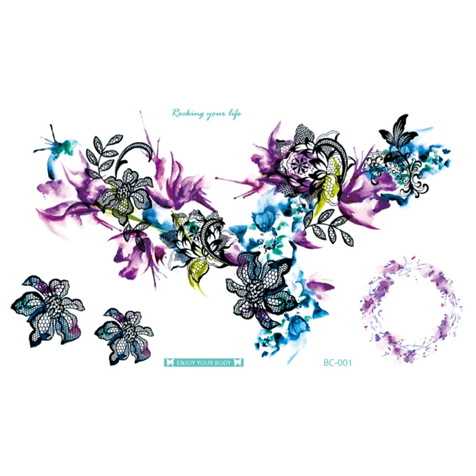 

Женский инструмент для укладки, нагрудная клетка, хна, вечеринка, боди-арт, Клубная временная татуировка, большая черная мандала, переводная...
