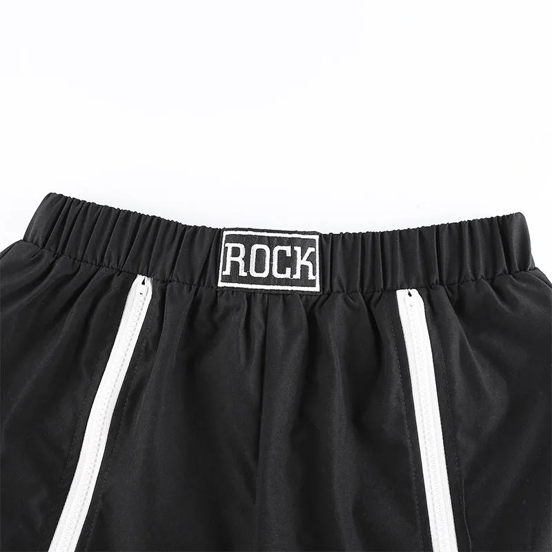 

Women's Fashion Sexy Zipper Split High Waist Straight Shorts Black