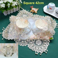 european luxury sequins beaded lace tablecloth table runner kitchen placemat food appliances cover cloth wedding coaster cup mat