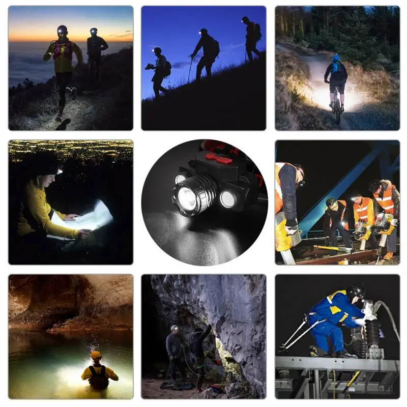 

500LM COB LED Headlamp USB Rechargeable Headlight Waterproof Fishing Lamp Head Torch Fun Run Headlights Cycling Head Lamp
