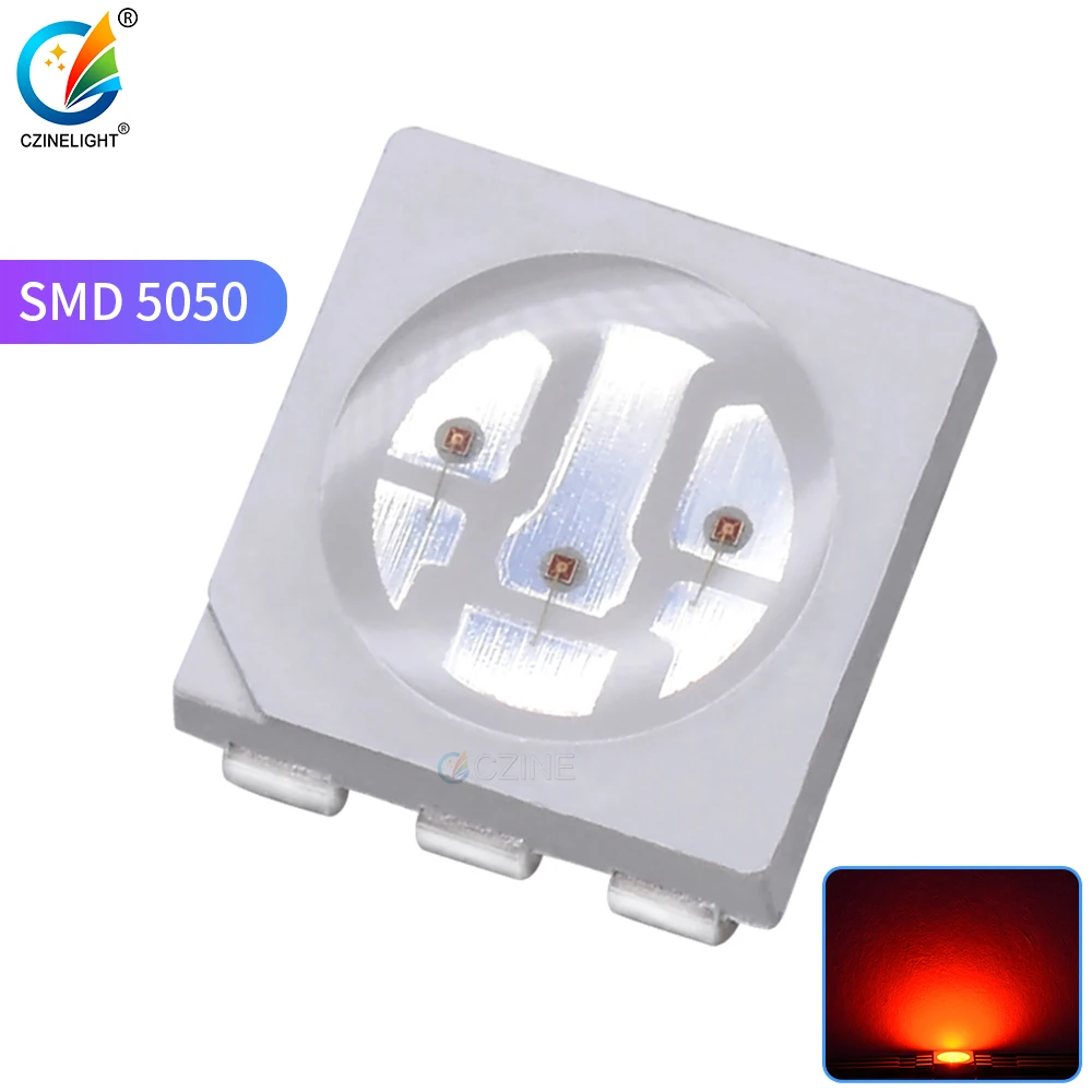

1000 шт./лоток Czinelight, яркие лампы, бусины 5050 Smd, красный 6-контактный светодиод