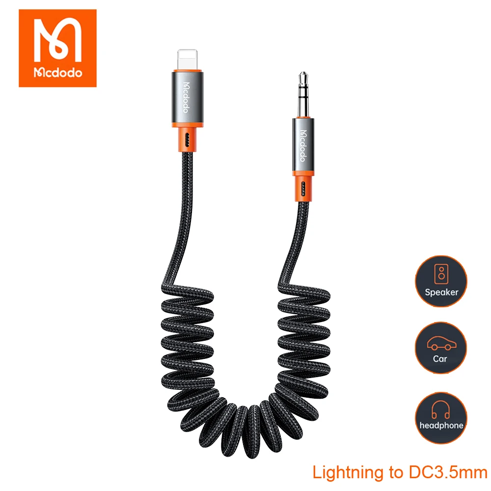 Mcdodo-Cable de Audio auxiliar retráctil Lightning a DC de 3,5mm, Adaptador convertidor...