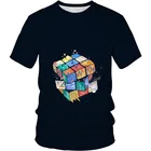 Детская модная футболка с 3D принтом, футболка для мальчиков и девочек с волшебным кубом, Орлом, самолетом, Галактикой, Забавный дизайн, Детские повседневные футболки