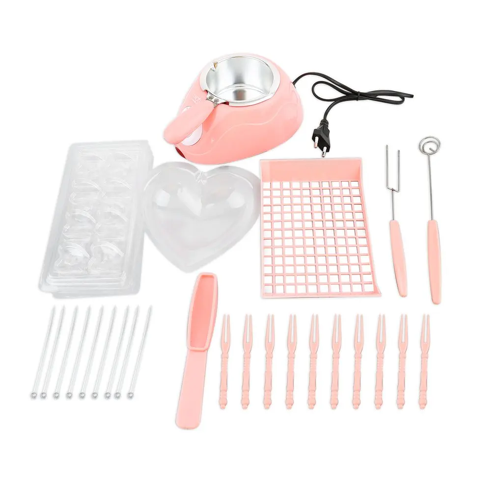 

Durable Stainless steel&Plastic Hot Chocolate Melting Pot Electric Fondue Melter Machine Set DIY Tool EU plug