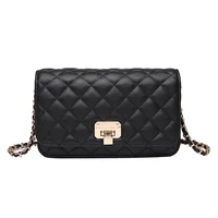 ladies design shoulder bag 2021 fashion simple luxury solid black color messenger female rhombus flap square soft handbag