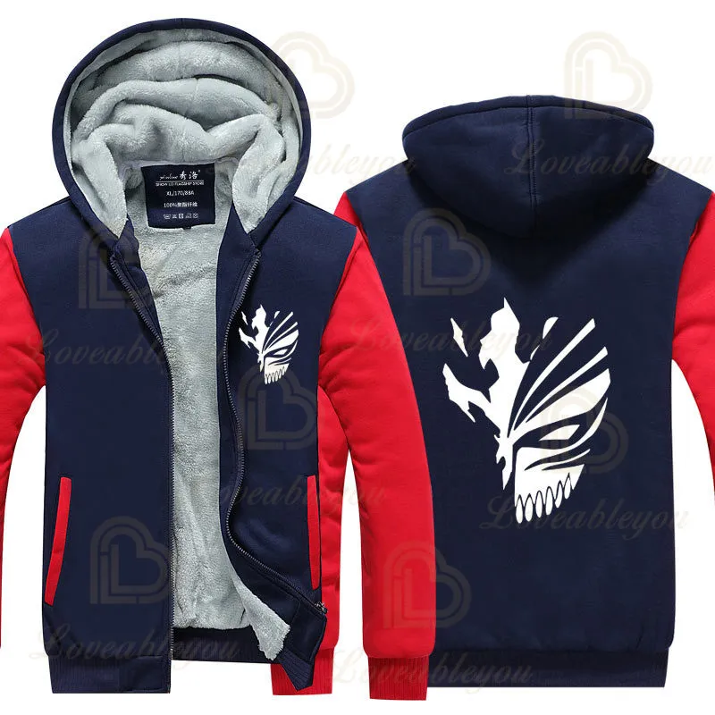 

New Warm Coats Anime BLEACH Luminous Glowing Men's Hoodies Sweatshirts Thicken Fleece Camouflage Jackets Zipper Hooded