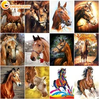 chenistory 60x75cm diy with frame oil picture by number handpainted acrylic paint horse animal on canvas home decor wall art