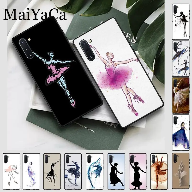 Черный чехол для мобильного телефона balerina dance ballet girl Galaxy note10 note8 note9 note5 note4 s10plus j6coque