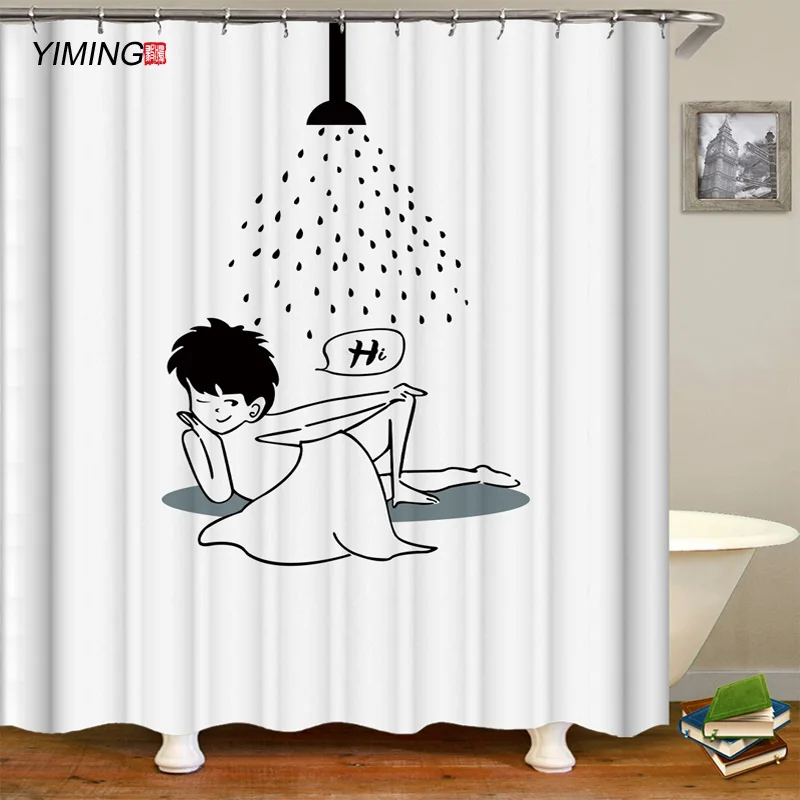 Мультфильм Мужчины и Женщины Ванна печать ванная душевая занавеска полиэстер