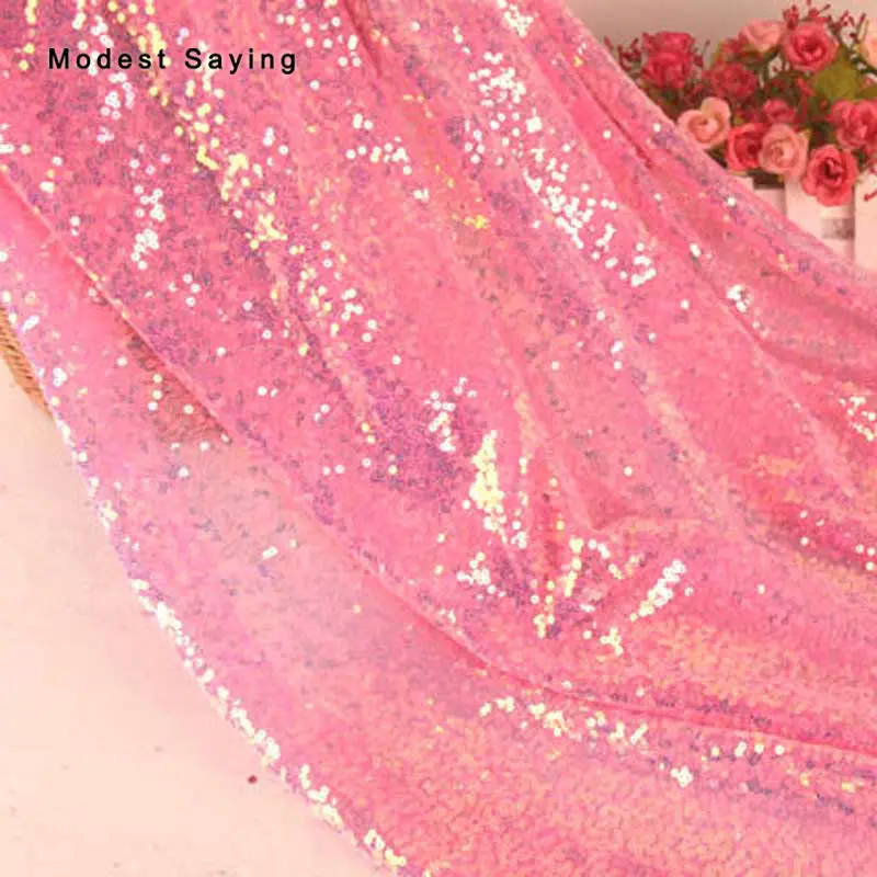 dark pink 1 ярд рыбные весы симфония Блестки Ткань для вечернего платья Свадебная вечеринка выпускной для DIY 3 мм Ластер блестящая ткань фон сетка - Цвет: dark pink