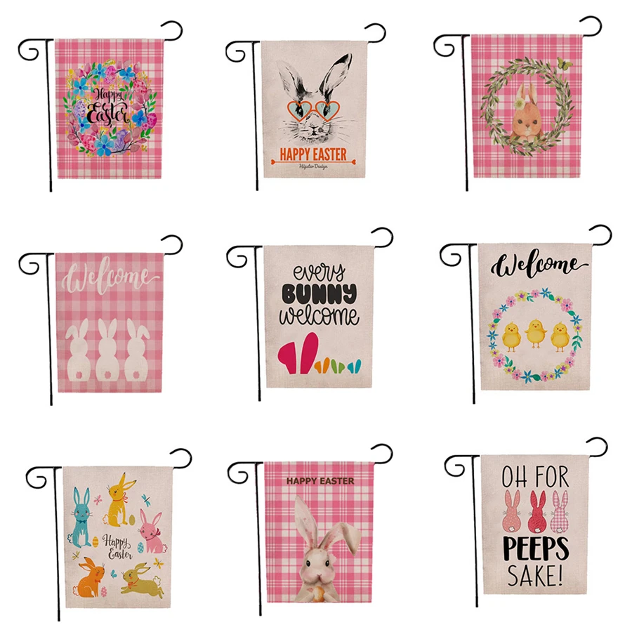 

150 Pcs Easter Garden Flag Easter Bunny Vertical Burlap House Flags Yard Signs Spring Outdoor Decor Welcome Banner Wholesale