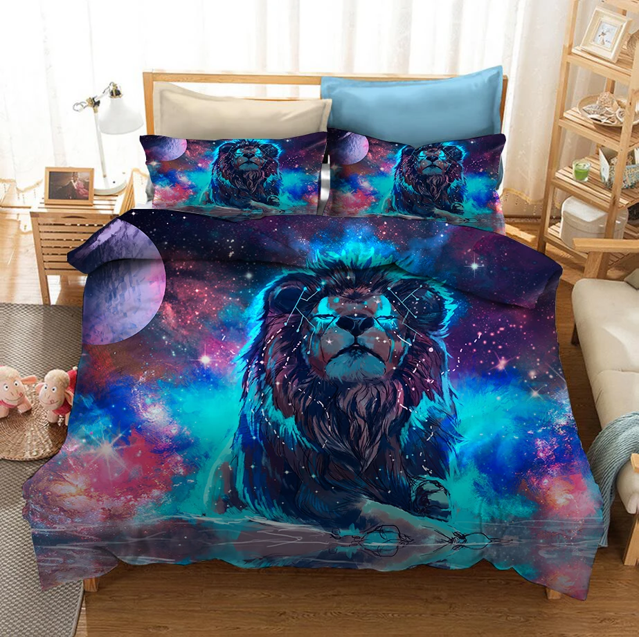 

3D Printed Bedding Set Animal Lions Duvet Cover Vivid Bedroom Bed Set Comforter Bedding Sets Twin Bedding Set