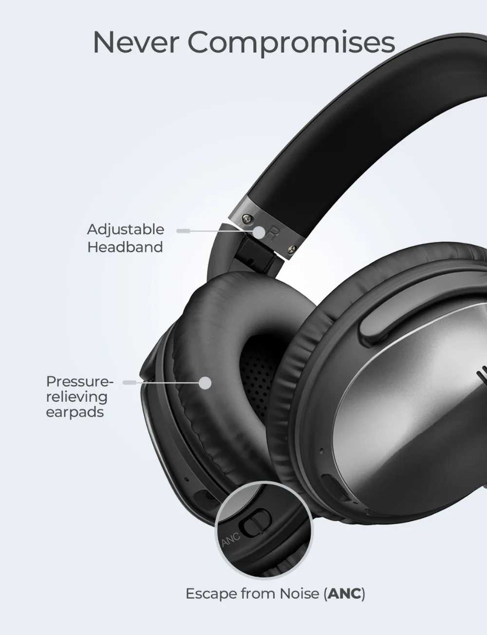 Mpow H5 Беспроводной Bluetooth наушники с микрофоном Active Шум отмена наушников с сумкой для ПК ТВ смартфон