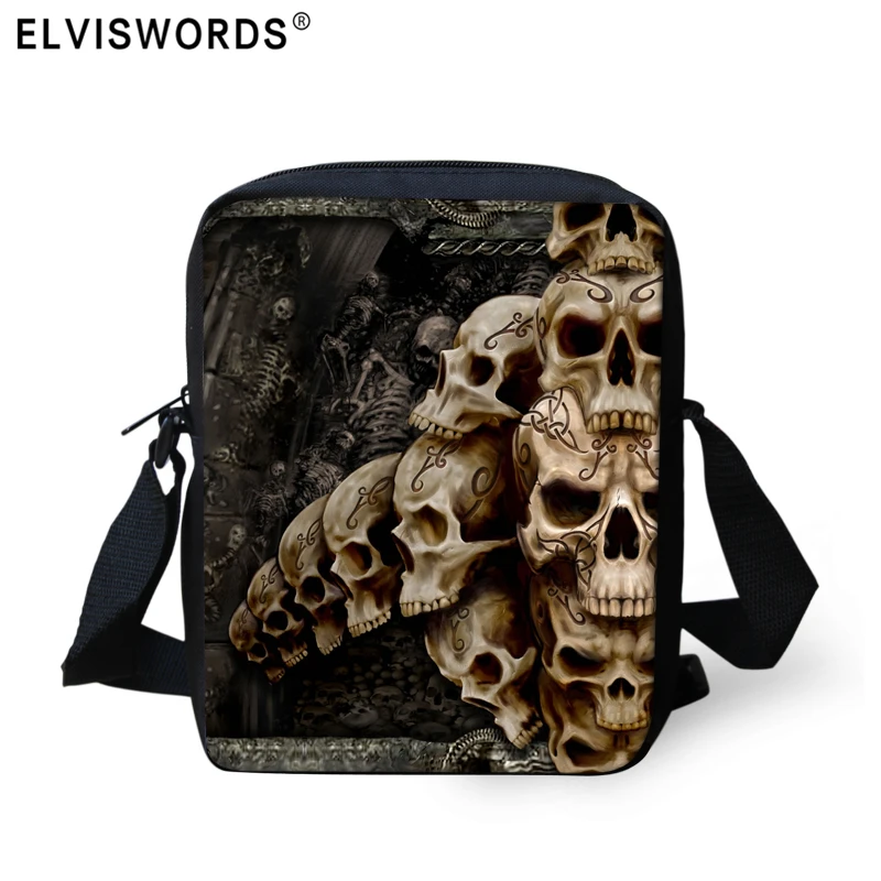 Сумки через плечо ELVISWORDS с 3D-принтом черепа в стиле панк для мальчиков и женщин |