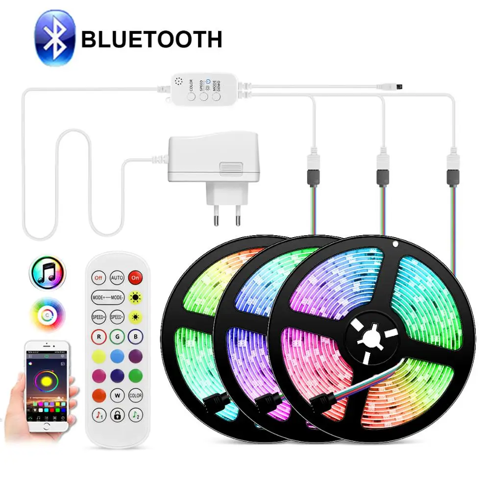 СВЕТОДИОДНАЯ лента SMD 5050 RGB водонепроницаемая DC 12 В 5 м 10 15 Светодиодная светильник