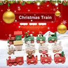 Детские игрушки для детей, окрашенный процесс, новогодний подарок, Рождественское украшение, изображение Санта, деревянный материал, Рождественское украшение поезда