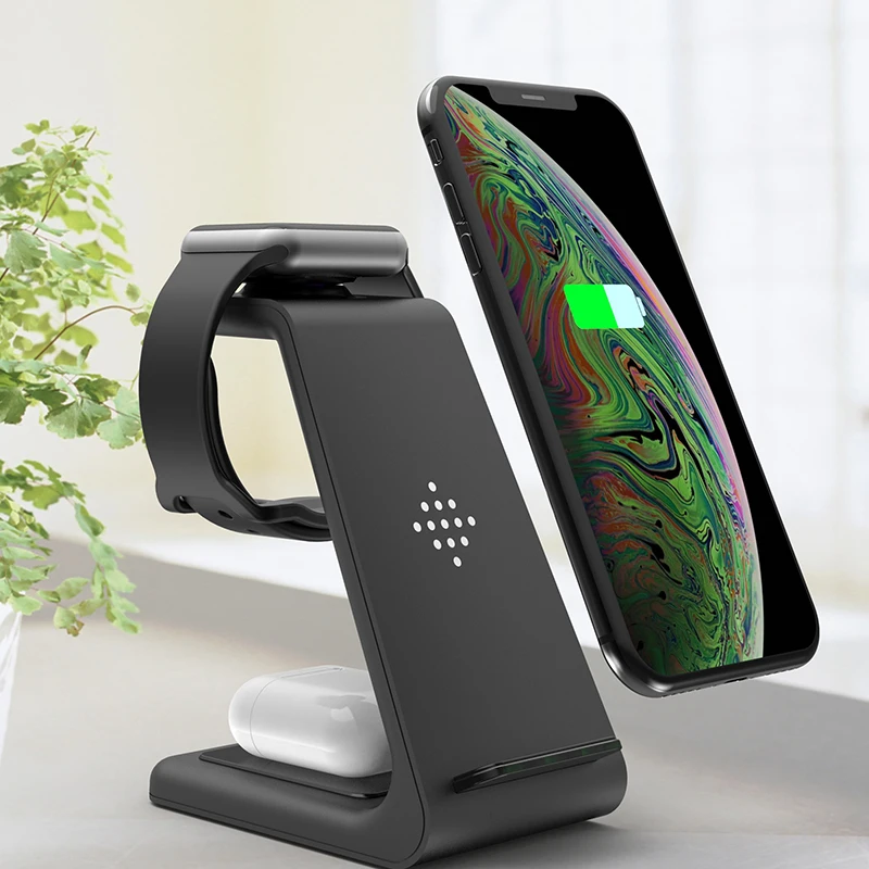 Новинка 3 в 1 QI 10 Вт Type-C Беспроводное зарядное устройство для iphone Apple Watch Airpods Qi S10