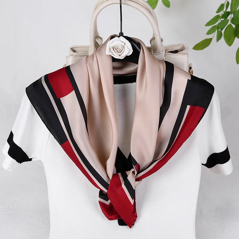 

70x70cm square silk scarf for women fashion floral printed shawl wrap spring summer neckerchife hair band lady winter scarves