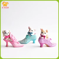 2021 new creative high heels dog silicone molds famous dog prince princess home decoration candle moulds plaster resin mould