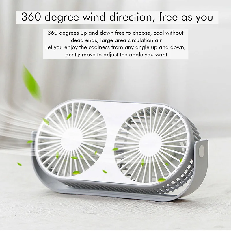 

USB Portable Mini Aromatherapy Fan 360 Adjustable Office Desktop Fan 10 Blades 3 Speed Double Head Mini Desktop Fan For Home