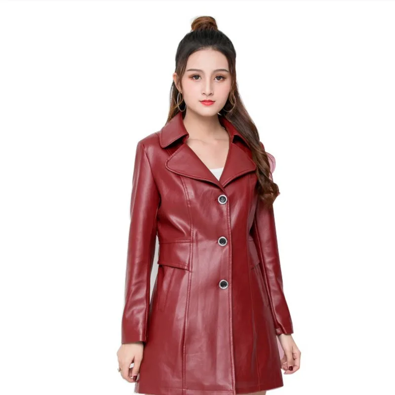 

IEQJ Korean casual Loose Fit zipper minimalism leather Jacket New Lapel Long Sleeve Women Coat Fashion Spring Autumn 2021 3F1562