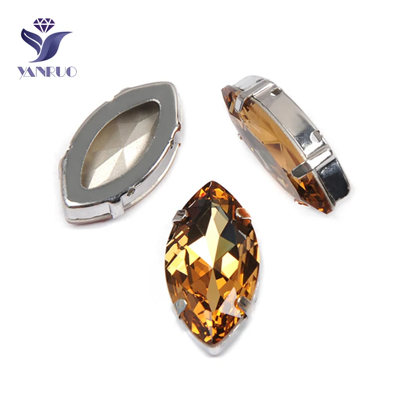 Light Colorado Topaz Yanruo 4227 в огранке маркиза, пришивной Камни DIY Точка назад Лошадь Глаза стекло шитье стразами Кристаллы большие стразы для рукоделия - Цвет: Light Colorado Topaz