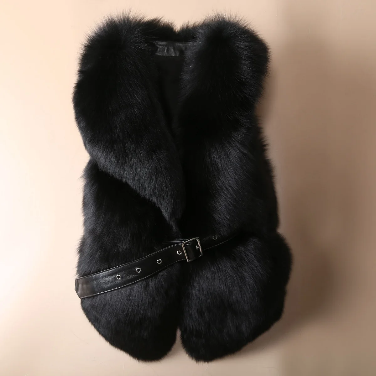 OFTBUY жилет из натурального Лисьего меха Повседневная женская зимняя безрукавка v-образный вырез пальто из натурального меха толстый теплый пояс уличная верхняя одежда