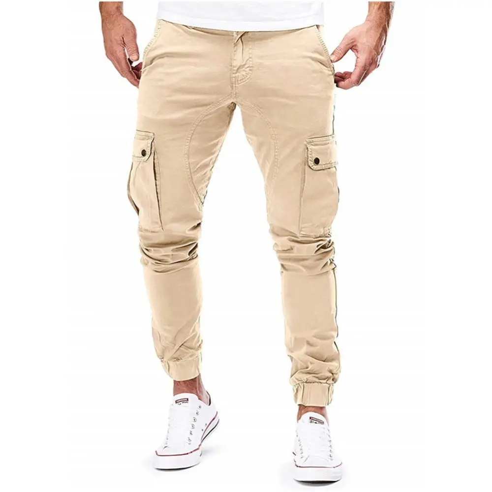 

Men Fashion Elasticated Slim- Fit Casual Multi-Pocket Long Sport Jeans Work Pants Overalls Solid Color Trousers Clothing 2021
