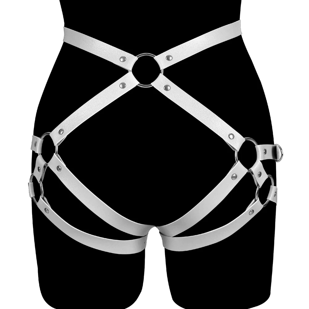 

Punk Leather Underwear O-Ring Leather Leg Garter Lingerie Goth Clothing Bondage Leg Garter Belt Bottom Body Harness Accessories