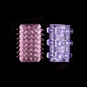 Насадка На пенис для мужчин, 2 шт.компл., силиконовое кольцо для пениса многоразовая, с презервативом задержка эякуляция с шипами, контрацепция, интимные товары