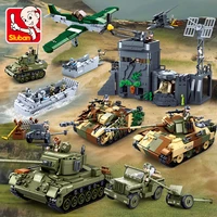 sluban military ww2 normandy landing tank fighter series building blocks boy creative puzzle assembly christmas gift bricks toys