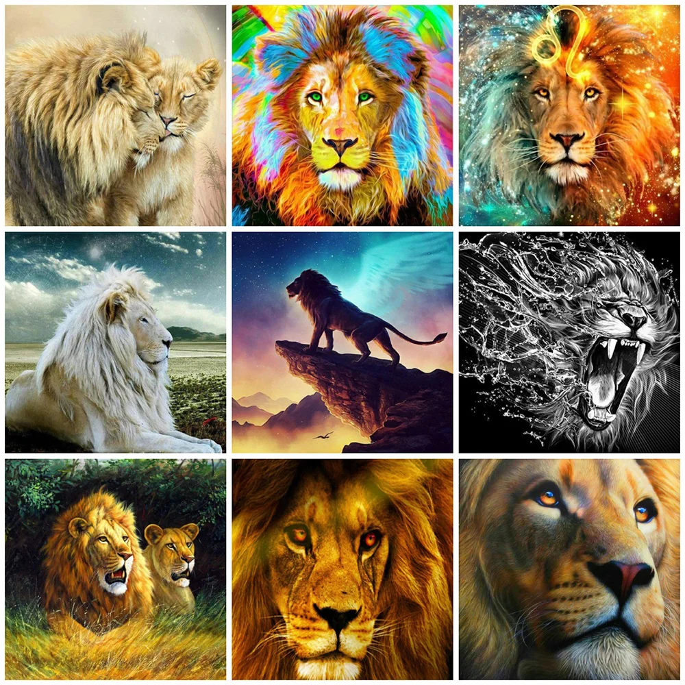 

HUACAN 5d Diamond Painting New Arrivals Lion Home Decoration Mosaic Animal Cross Stitch Handmade Gift Diamond Art