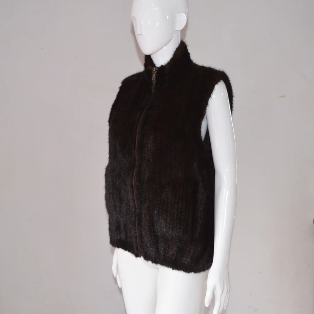 Бесплатная доставка AU903 коричневый цвет Женское пальто без рукавов вязаный