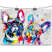 unframed canvas art colorful french bulldog posters abstract painting prints bulldog pictures for bathroom kids room wall decor